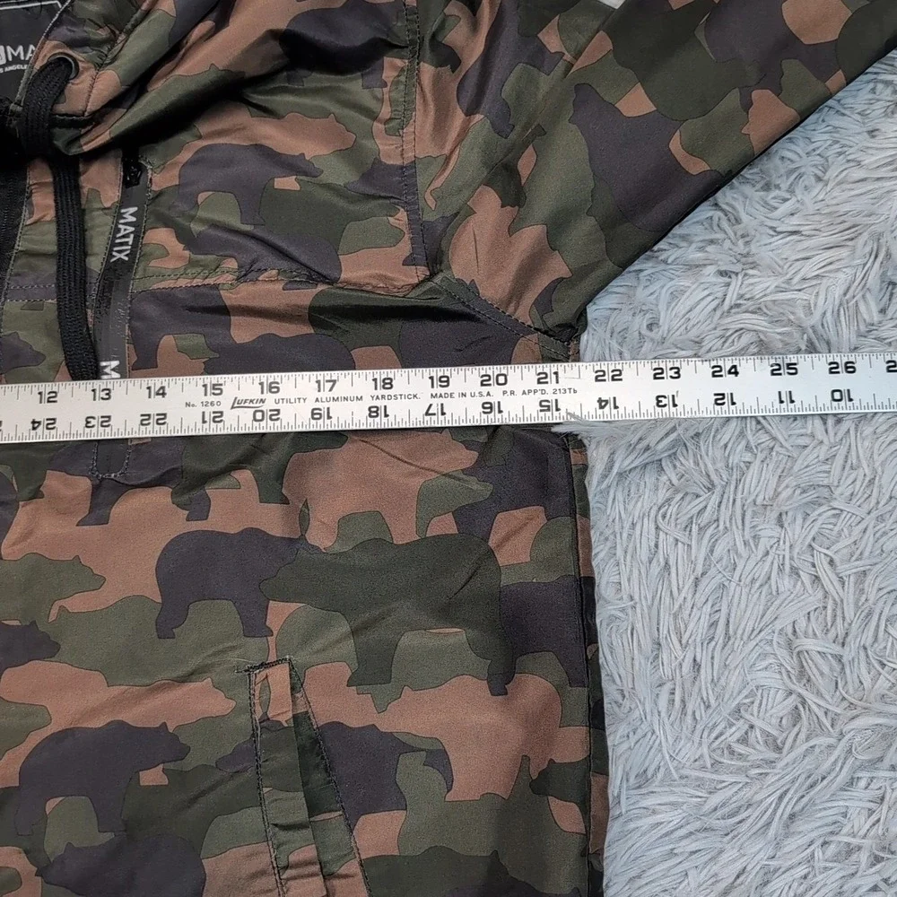 Matix Jacket Mens M Green Camo‎ Hood Windbreaker Zip Up Hunting Pockets Casual